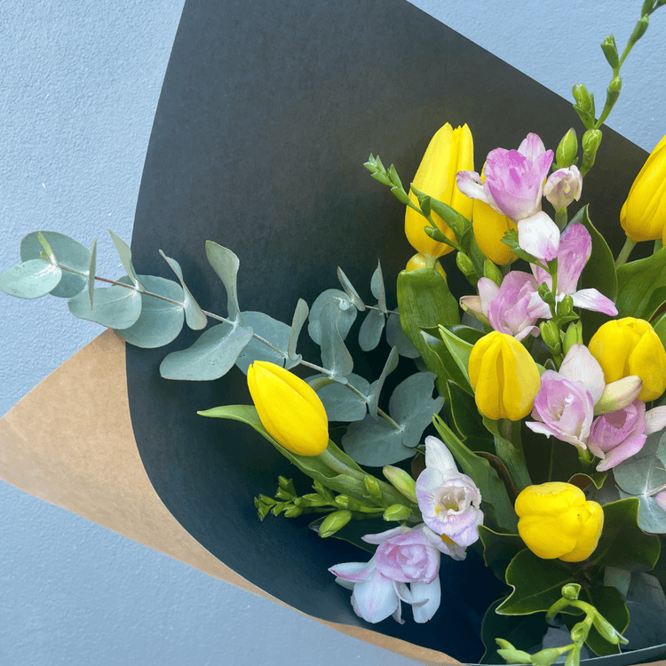 Spring Delight close up yellow tulips