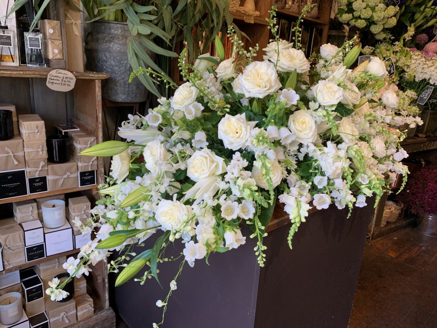 White Floral Casket Spray | The Floral Decorator